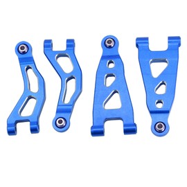 Aluminum Alloy Front Upper Swing Arm & Front Lower Swing Arm Upgrade Parts for ARRMA 1/14 Mojave Grom (Blue)