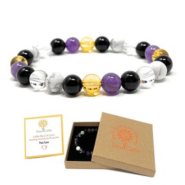 Pain Support Power Bead Bracelet - Quality Crystal Gemstone Bracelet - Includes Soul Cafe Gift Box and Information Tag