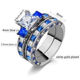 ringheart 2 Rings His and Hers Ring Couple Rings Matching Ring 1.5ct AAA Cz Womens Wedding Ring Sets Tungsten Mens Wedding Bands