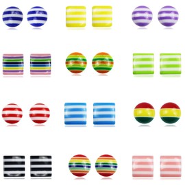 Spiritlele Multi Color Stripe Magnetic Earrings Set Flag Clip on Non Piercing Earrings Pack for Women