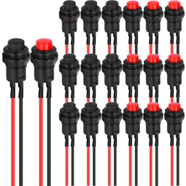 RUNCCI-YUN 20pcs Round Mini Push Button 12 mm, Momentary Push Button Switch, Mini Push Button Switch, AC 250V/1.5A 125V/3A for Arduino DIY, Car Trumpet, PC, Table Lamp, Front Doorbell Red Black