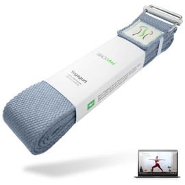 BACKLAXX ® Cotton Yoga Strap (Blue) - Sustainable Yoga Accessory Set, Yoga Strap 250 cm Long with Practical Metal Clasp - Yoga Set Ideal for Yoga, Pilates and Stretching Including Application Video