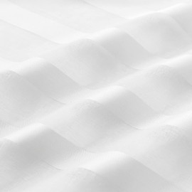 TOPICK Sheer Net Curtains with Eyelets Transparent Bistro Gadine Country House Stripes Voile Kitchen Curtain Striped Kitchen Curtains Pair for Bathroom Small Window Decor 90 x 60 cm (W x H) White Set