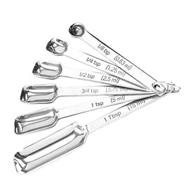 6 Pcs Measuring Spoons, Stainless Steel Rectangle Teaspoon Measuring Spoons Set with Engraved Scale, Heavy Duty Stackable Weighing Spoons for Cooking Spices Liquid Ingredients