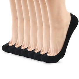 WANDER No Show Socks Women Ultra Low Cut Liner Non Slip Socks Invisible Hidden Thin Flat Socks 7 Pairs(Medium,Black)