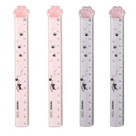 4PCS Pink Cats Claw Straight Rulers，Cute Cartoon Cats Claw Ruler，Measuring Ruler Plastic Scale Rulers Cute Rulers，Portable Stationery Ruler，School Supplies Drafting Tool and Kit，Plastic Measuring Tool