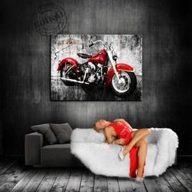 Myartstyle - Pictures Motorcycle Harley Davidson 60 x 40 cm Canvas Pictures XXL - 1-Piece Wall Pictures Art Prints w-a-2024-45