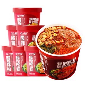 Hot and Sour Noodle Soup Mix Cups, Instant Ramen Noodle Cup Pot Glass Noodles Vermicelli Noodles Noodle Soup, Spicy Szechuan Flavor, 6 Pack/7oz