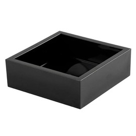 Cocktail Napkin Holder For Folded Napkin Size 5" x 5" - Bar Beverage Napkin Caddy in Black Bamboo - Small Dessert & Appetizer Napkin Tray - Square Organizer Box