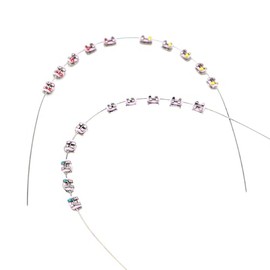 SEAVERRS 1 Pack Temporary dental decorations with metal wires, metal brackets and orthodontic ligatures, props for orthodontists to explain, props for dental students to practice. (Pink)