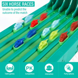 Audasi Horse Racing Game Horse Racing Table Games Multiplayers 6 Colorful Horse Racing Toy Electric Horse Racing Interactive Toys Entertainment Board Game for Family Party Kids Birthday Present