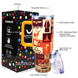 40 oz Tumbler with Handle and Straw Lid Leak Proof - 40 oz Insulated Tumbler for Mothers Day Birthday Gifts for Women Friend Daughter