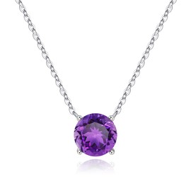 Ursilver Valentines Day Gifts for Her Women, S925 Sterling Silver Birthstone Necklaces 2CT Amethyst Necklaces February Birthday Gifts February Birthstone Jewelry Valentines Day Gifts for Women