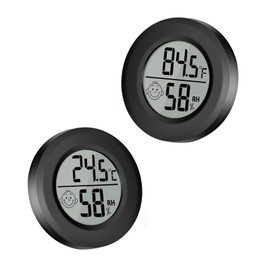 2Pcs Mini Digital Indoor Thermometer Hygrometer Meters Gauge Accuracy Room Temperature and Humidity Monitor for Reptile Humidors Jars Incubators Guitar Case Green House Fahrenheit (℉)