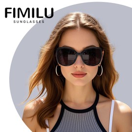 FIMILU Sunglasses for Women, Polarized Retro Stylish Sunglasses Oversized Trendy Sun Glasses UV Protection for Vacation 5203