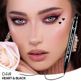 evpct 1Pcs Black Colored Winged Eyeliners Stamp, Black Hearts Face Stamps Makeup Eyeliner Eye Stamp Liners Tool Set Kit for Women Waterproof, Wing Eyeliner Stamp Figures Tool Wingliner Shapes, 04#