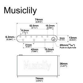 Musiclily Ultra Full Brass 36mm Tremolo Block 52.5mm String Spacing for Strat Style Electric Guitar Wilkinson M Series Bridge