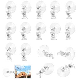 Svalor Pack of 16 Suction Cup Hook Clip Holder, Suction Cup Hooks with Clips, Suction Cup Clip Holder, Suction Cup Clip Holder, Suction Cup Hook, for Supermarket, Home etc. (4.5 cm)
