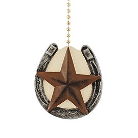 Horseshoe with Barn Texas Star Primitive Design Ceiling Fan Pull