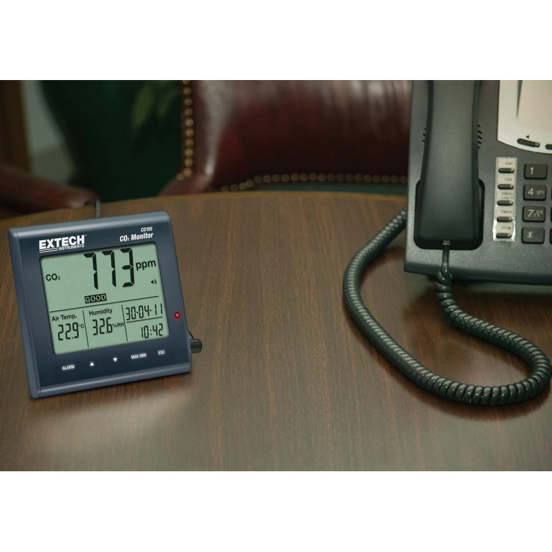 Extech CO100 Desktop Indoor Air Quality CO2 Monitor Digital Carbon