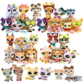 littleshop random 5 pc animal cat and dog action figures and random 10 pc accessories for lps collection