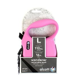 Alcott Wanderer Retractable Dog Leash, Pink Large