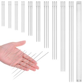 DOPENSPI Pack of 30 Sewing Needles, 10 Different Sizes Embroidery Needles, Stainless Steel Needles, Large Eye Darning Needles, Sewing Needles, Hand Sewing Needle with Storage Tube for Knitting