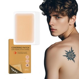 Tattoo Cover Up Tape, 6 PCS Flesh-Colored Ultra Thin Patches for Concealing Tattoos, Scars, Birthmarks, Invisible, Waterproof, and Breathable Makeup Skin Tone Concealer Stickers for Flawless Coverage