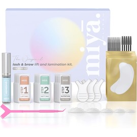 MIYA LASH- Kit 2 en 1 para levantamiento de pestañas y laminación de cejas Pestañas y cejas más pobladas al instante El resultado del salón dura 8 semanas