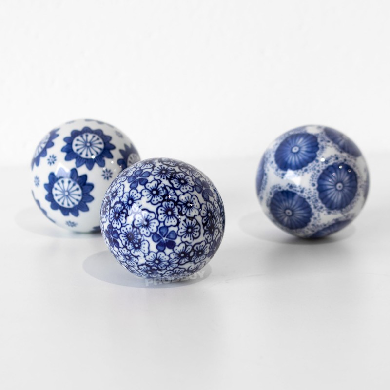 Prodbuy Set of 3 Small Deco Balls Blue & White