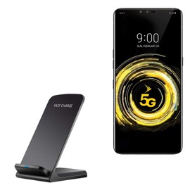 BoxWave Charger Compatible with LG V50 ThinQ 5G - Wireless QuickCharge Stand (10W), No Cord; no Problem! Charge Your Phone with Ease! for LG V50 ThinQ 5G - Jet Black