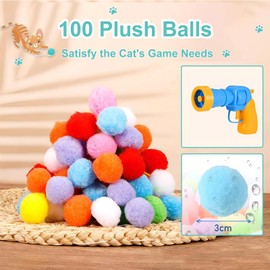 MisFun Cat Toy, Cat Toys, Interactive Cat Toy, 100 Balls, Cat Ball, Toy Cat Plush Ball, Plastic Silent Cat Toy for Cats Indoor