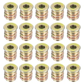 sourcing map 60Pcs Threaded Inserts, M4-0.7x10 Zinc Plated Carbon Steel Hex Socket Drive Screw-in Nut Threaded Inserts for Wood Working Tools and Accessories