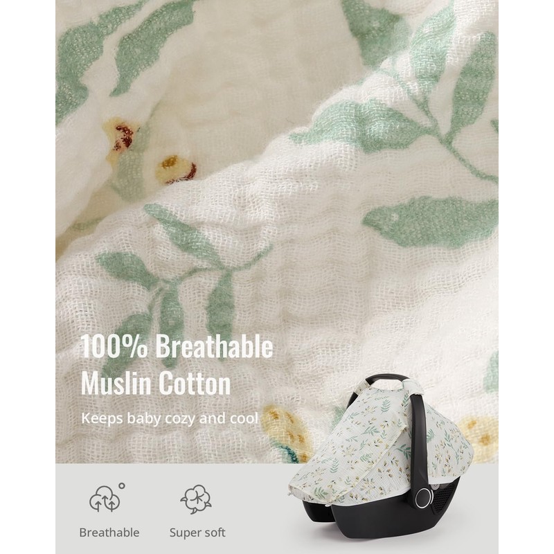 Blissful Diary Baby Car Seat Cover, Extra Large Mesh Window,
