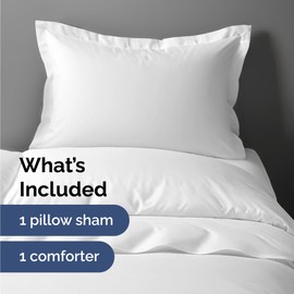 Twin Comforter Set - 2 Piece Bedding Set for All Seasons - 1 Soft Quilted Comforter w/ Corner Tabs & 1 Pillow Shams - Comfy, Cozy and Breathable - Luxury Hotel Quality - Oeko-TEX - Twin Size (White)