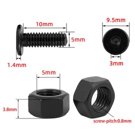 VIVIIHOO M5 x 10 mm Screw Set 50 Sets - Hexagon Socket, Black, Stainless Steel - Ideal for Mechanical Engineering, Electronics & Automotive Industry