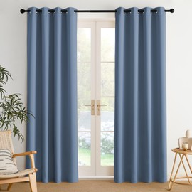 NICETOWN Room Darkening Draperies Curtains Panels, 2 Panels Stone Blue W52 x L84
