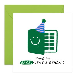 Hilarious Birthday Card For Him or Her - 'Excel-lent Birthday' - Gifts for Officemates, Coworker, Colleagues, Partner, Work Buddy, Friend - Smart Jokes - Comes with Fun Stickers
