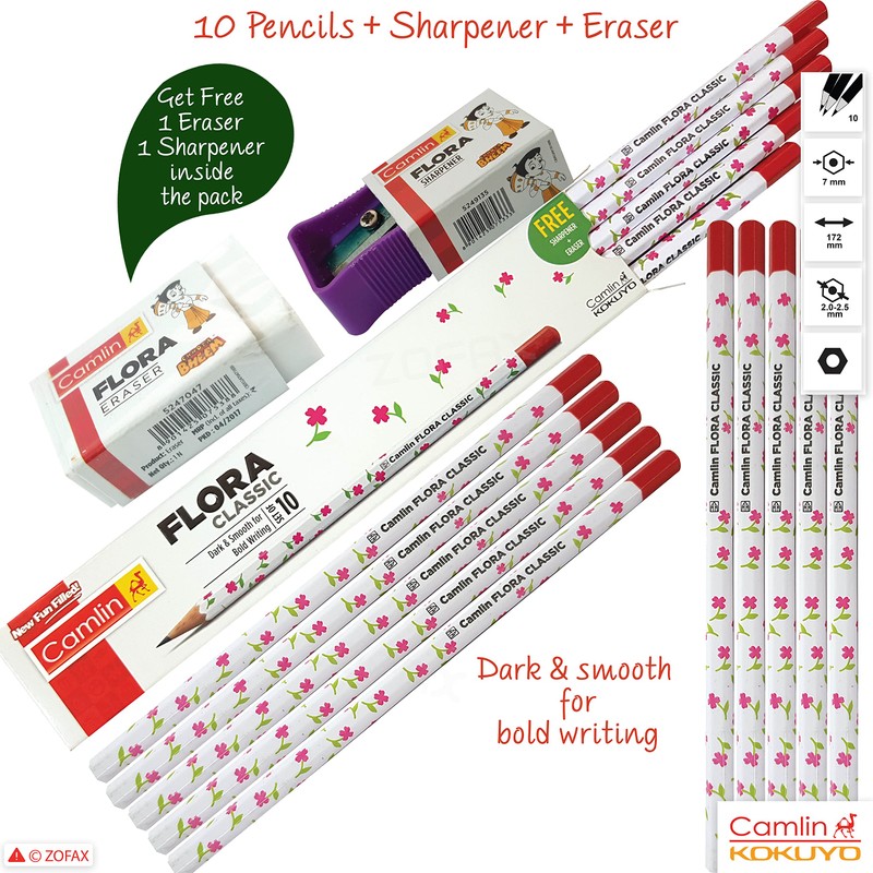 Camlin KOKUYO Flora Classic Dark Smooth - 10 HB Pencils