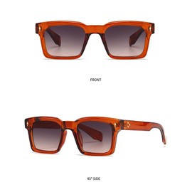 Heptagram Square Sunglasses for Women Men Trendy Chunky Rectangle Eyewear Black Shades UV400 Protection (Brown)