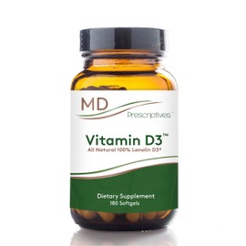 MD Prescriptives MD Prescriptives Vitamin D3 180 Gelcaps - Maximum Absorption for Strong Bones, Muscle & Immune Support, Non GMO Vegetarian Softgels, 125 mcg (5,000 IU)