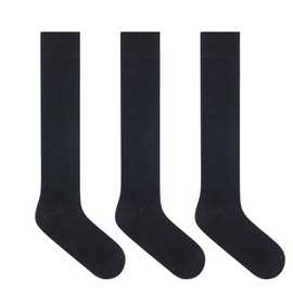 Y2Y2 3 Pairs Men's Knee-High Dress Socks/Black x3 / Shoe Size (4-10)