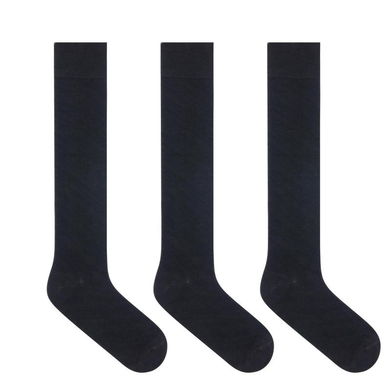 Y2Y2 3 Pairs Men's Knee-High Dress Socks/Black x3 / Shoe