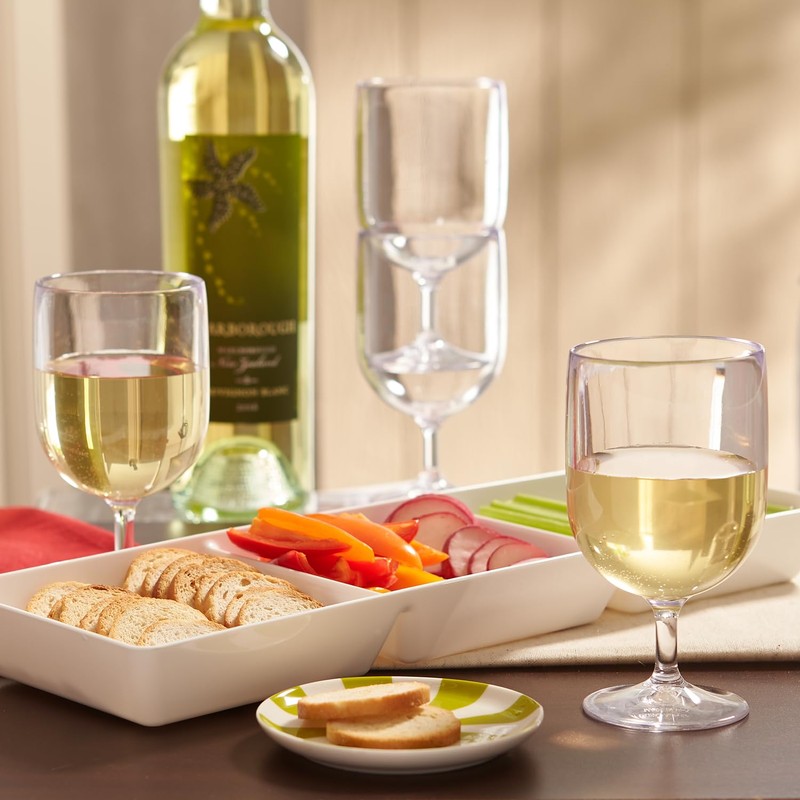 US Acrylic Stackable 8 ounce Plastic Wine Stems in Clear