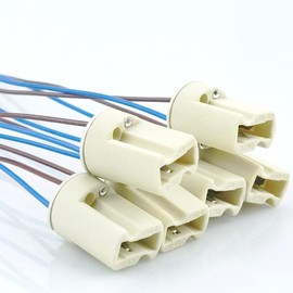 YODAVE Pack of 6 G9 lamp sockets, VDE socket, lamp holder, G9 socket ceramic with 150 mm Teflon wire for G9 halogen lamps, ceramic socket