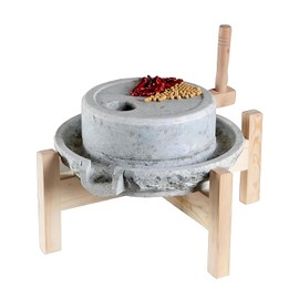 CYWZC Household Stone Mill Small,Dry/Wet Mill,Grain Grinder Mill-for Grain, Stone Mill Grinder, Handmade Household Hand Mill for Grain,Bean and Barley,with Wooden Frame(Size:5.9 x 9.4 inch)