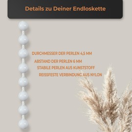 KLEMMFLEX Chain for Roller Blind with Chain Hoist, Replacement Operating Chain, Operating Length: 100 cm, Colour: White, 4.5 x 6 mm, Chain for Venetian Blind, Roman Blind, Slat Curtain, Double Roller