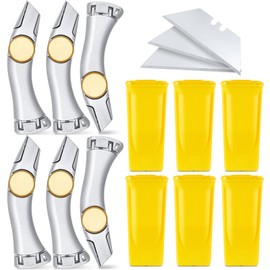 Leriton 6 Pcs Navajas Para Roofing Knife with Fixed Blade and Holster Belt Clip Heavy Duty Roofer's Knife Vinyl Utility Roofing Tools for Carpet, Silver