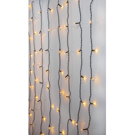 Star Trading Golden Warm White LED Light Curtain 1.3 x 2 m Light Chain Black for Indoor and Outdoor Use 120 LEDs Extra Warm White IP44