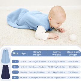 Looxii Fleece Baby Sleep Sack 0-6 Months 2 Pack 1.5 TOG Baby Wearable Blanket with 2-Way Zippers Soft Warm Toddler Sleeping Sack